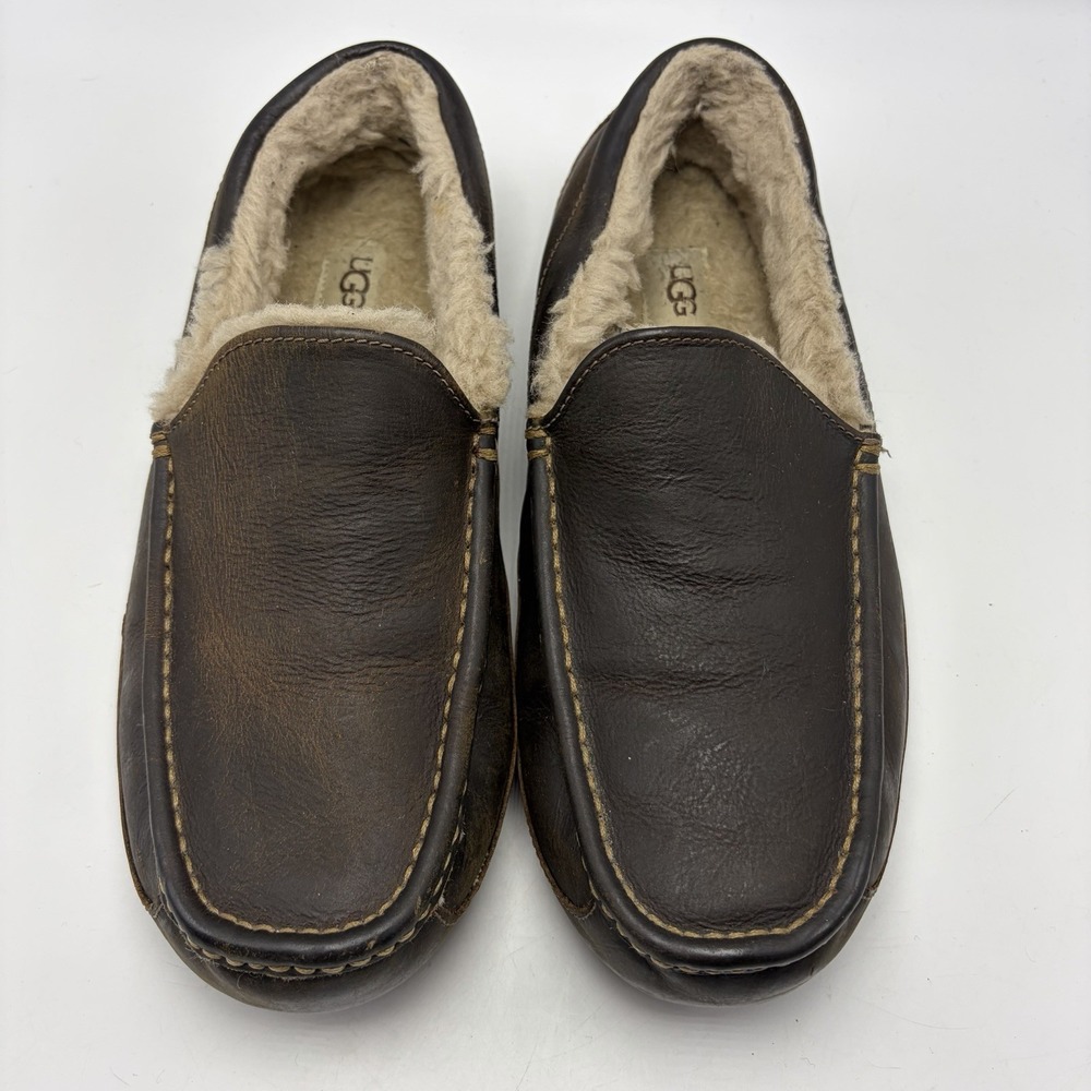 UGG Australia Ascot Loafer Slipper Men Size 11 Brown 1103889 Leather House Shoe